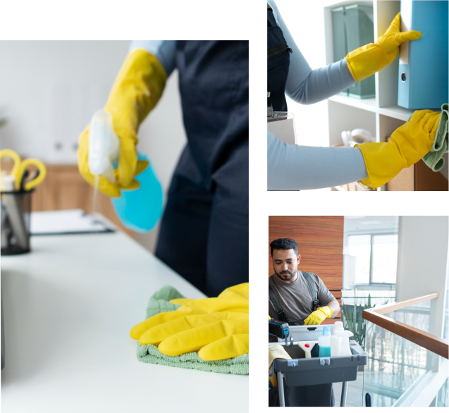 Servicemitarbeiter bei der Büroreinigung